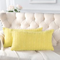 Home Soft Things 2 Piece Cable Knit Throw Pillow Cover - Jojoba Yellow - 14" x26"