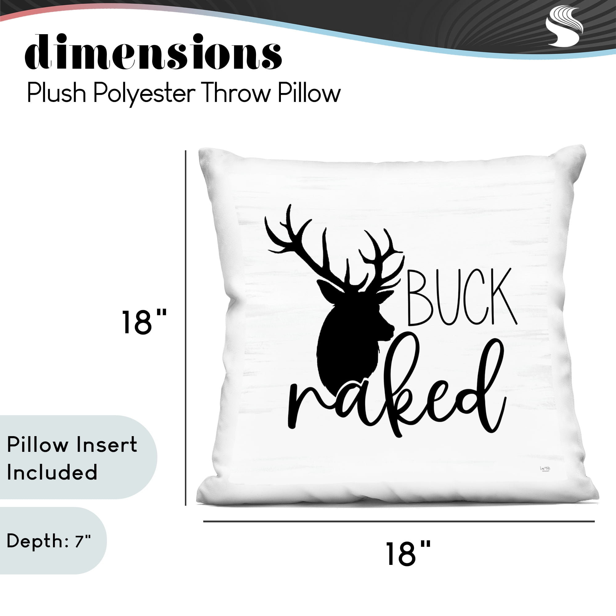 Stupell Industries Buck Naked Silhouette Decorative Printed Throw Pillow, design by Lux + Me Designs