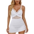 thumbnail image 5 of Aboser Womens One Piece Swimdress High Waisted Mesh Sheer Swimsuits Push Up Padded Bathing Suit Slim Fit Summer Beachwear, 5 of 9