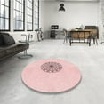 thumbnail image 4 of Ahgly Company Machine Washable Indoor Round Transitional Light Coral Pink Area Rugs, 3' Round, 4 of 7