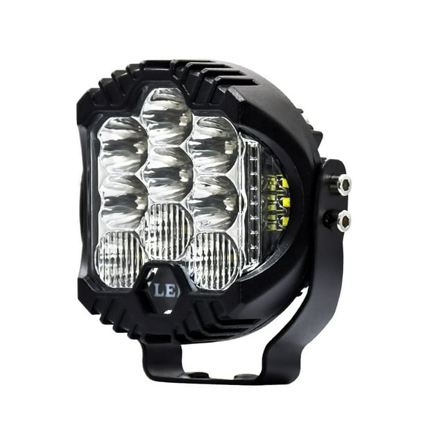 Mistaha 3 Inch LED Work Light with White Constant Light and Yellow Strobe Side Lights - Die-casting Aluminium Shell, 15 Highlight LED Chips, 75W, 3000K, 15000LM, Wide Voltage 9-30V