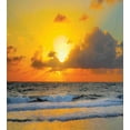 thumbnail image 3 of Ocean Duvet Cover Set, Morning at the Beach in Brazil the Sun Rays Through the Clouds over Sea Sunset Image, Decorative 3 Piece Bedding Set with 2 Pillow Shams, Calking Size, Orange Grey, by Ambesonne, 3 of 3