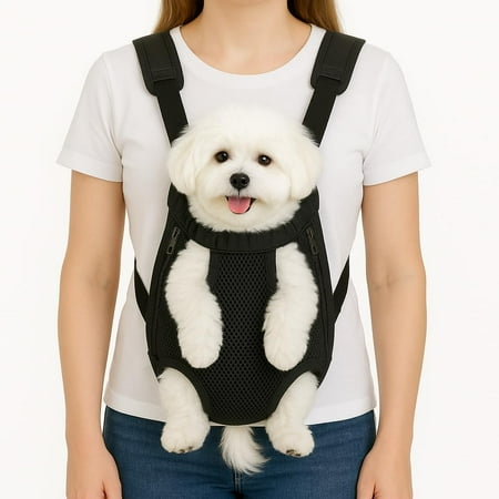 Dog Backpack Carrier  Adjustable Pet Front Carriers  Legs Out Carrying Sling Travel Bag for Small Medium Dogs 12-15 Lbs  Soft Wearable Puppy Chest Carry Backpacks for Walking/Hiking/Camping/Traveling