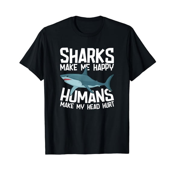 Funny Sharks Make Me Happy Marine Biology Shark T-Shirt