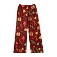 thumbnail image 4 of WTOBBY Women's Merry Christmas Print Pajama Bottoms, Soft Fleece-Lined Sleep Pants with Festive Snowflake and Tree Designs, Casual Home Wear for Winter,Gold XS, 4 of 5