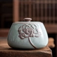 thumbnail image 5 of Ceramic Tea Storage Containers with Golden Lotus Pattern and Tassel Decoration, Vintage Chinese Style Tea Jar Tea Leaves Sealing Can Storage Can for Chocolate, Sugar, Spices, 5 of 5