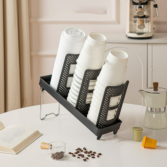 Deals of The Day Clearance! Black Cup Holders with Stand for Disposable Cups and Lids, Coffee Station Organizer, Kitchen Storage Rack for Bar, Office, Home, and Restaurant, Cup Storage Stand