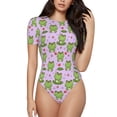 thumbnail image 1 of Saiise Grenouilles Heureuses Motif 1 Grenouille à Manches Courtes Col Rond Pyjama Extensible avec Fermeture à Pression-TG, 1 of 7