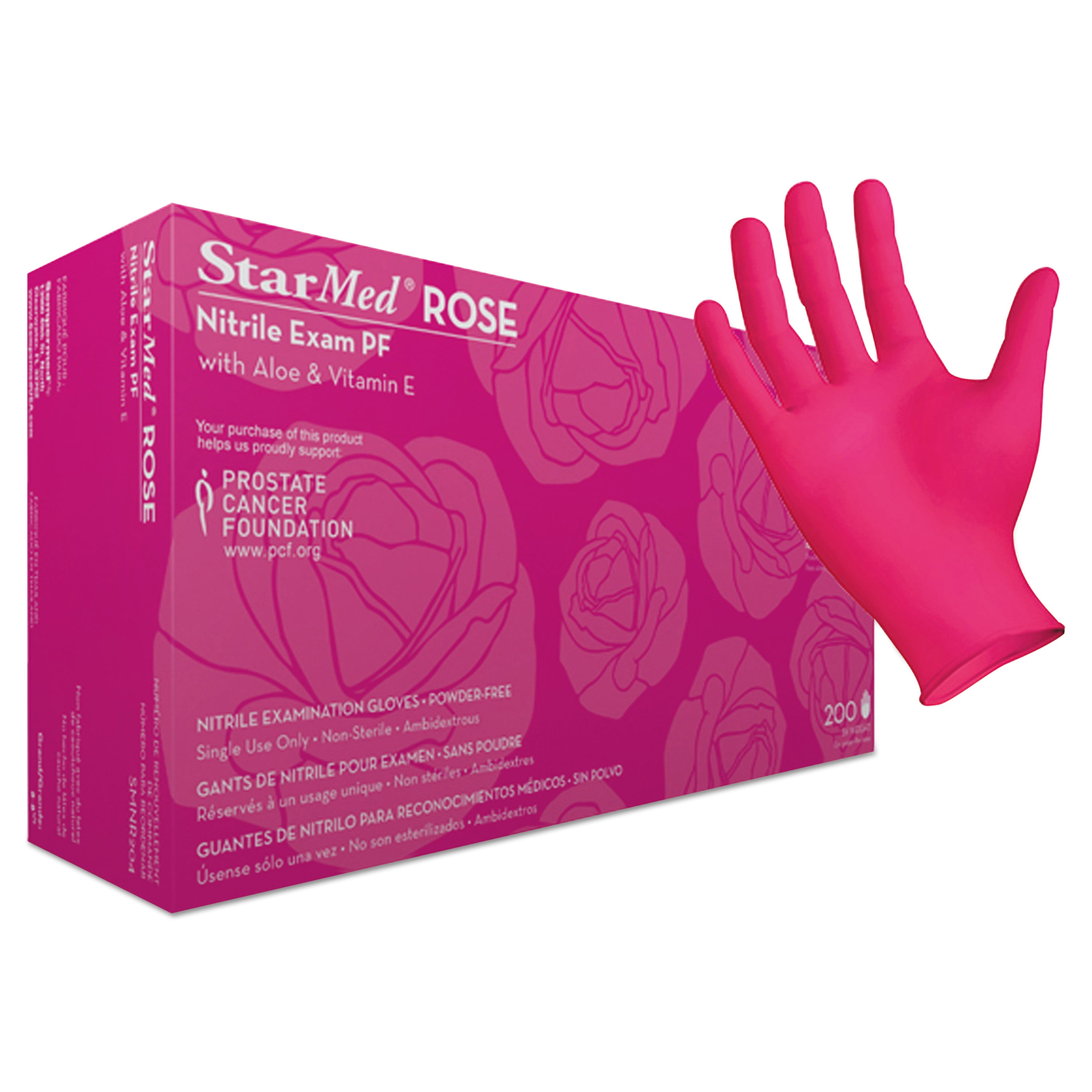 SemperGuard StarMed ROSE Gloves, Cheery Rose, XSmall, 1000/Carton
