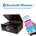 thumbnail image 3 of Reproductor de discos Bluetooth 10 en 1 para vinilo con altavoces, CD, cinta de casete, radio FM, reproducción y grabación USB, tocadiscos vintage con 3 velocidades, entrada auxiliar, salida de línea,, 3 of 5