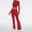 Red, variant on Women's 2 Piece Sets Fold Over Flare Pants Set Long Sleeve Cropped Top Casual Outfits Pajamas Paints Suit for Women Womens Dressy Suits Pants Suit for Women Elegant for Party Formal Dresses with Pants