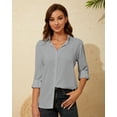 thumbnail image 5 of SPRING SEAON Women's Button Down Shirt Long Sleeve Classic Collared Tops Work Office Casual Chiffon Blouse, 5 of 6