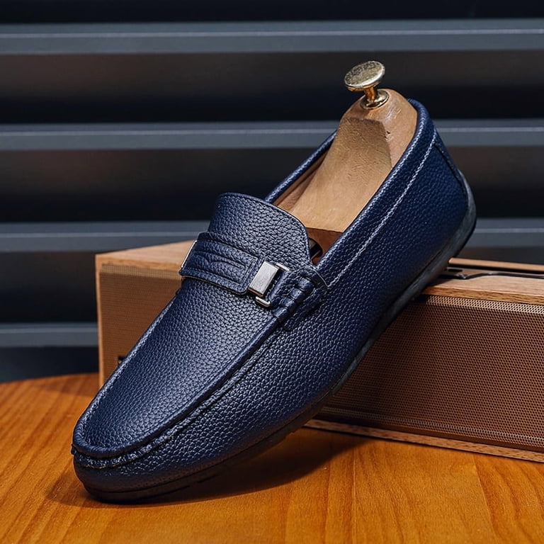 〽️Men\'s Blue Alcubieree Leather Casual Comfortable Lightweight Loafers Amazon.com | alcubieree Mens Leather Casual Shoes  main image 4