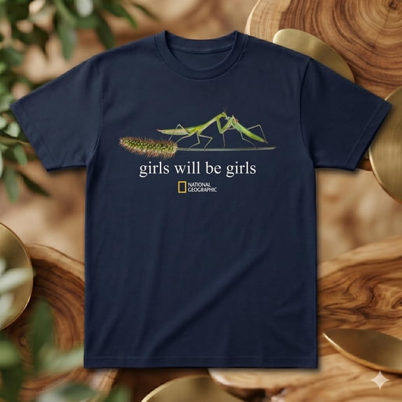 Girls Will Be Girls Praying Mantis Shirt, Funny Nature Graphic Tee, Vintage Aesthetic Insect Shirt