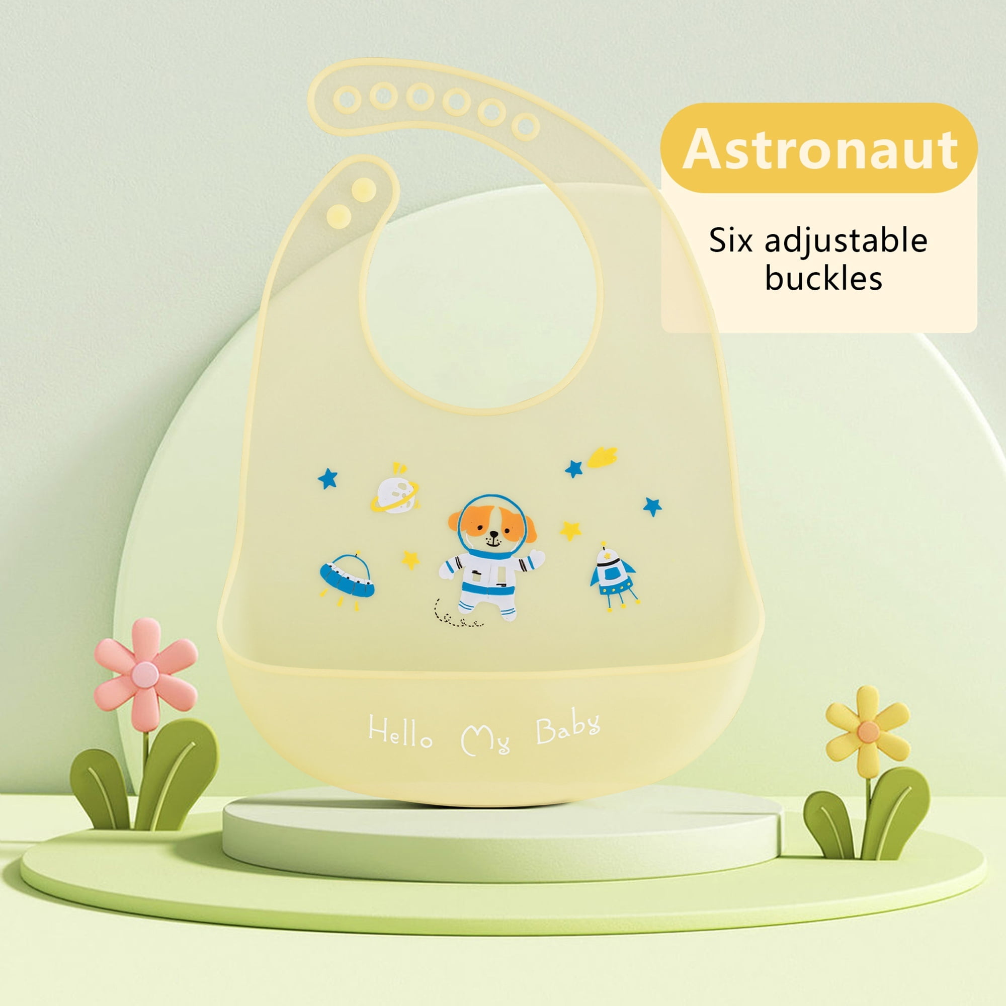 GOLDCOLIN Set of 3 Silicone Bibs for Babies & Toddlers,Soft Adjustable Bibs with Pocket Food Catcher for Baby Girl,Boy