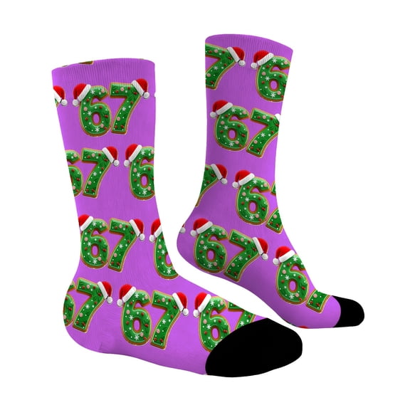 Compression Socks for Women Fun-pattern Knee-high Printed Baseball-style Casual Sports Socks Pilates Socks Purple
