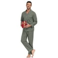 thumbnail image 2 of EA'S SECRET Mens Pajamas Set Soft 100% Cotton Notched Collar Pajamas for Men Long Sleeve Button Down Pjs Mens Sleepwear with Pockets(Army Green,L), 2 of 7