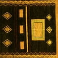 thumbnail image 1 of Ahgly Company Machine Washable Indoor Square Oriental Yellow Modern Area Rugs, 4' Square, 1 of 4