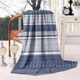 thumbnail image 4 of Blue and White Geometric Striped Pattern Blanket,Comfortable Soft Flannel Throw Blanket,All Season,Warm Lightweight Blankets for Sofa Bed Couch Living Room Chair,50"x60", 4 of 4