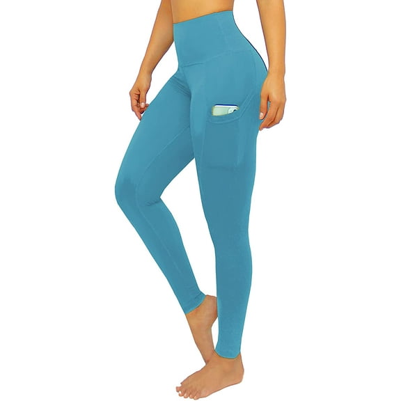 Leggings with Pockets Leggings for Women with Pockets, High Waisted, Extra Soft Milky Blue XS - S