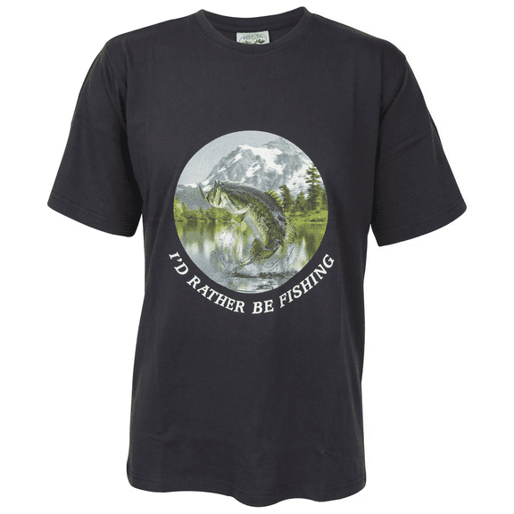 Woodland Creek "I'd Rather Be Fishing" Men's Graphic T-Shirt in Navy, Medium
