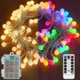 thumbnail image 2 of Cadena de luz solar para exteriores, bola de luz de color impermeable de 40 LED, para interior/exterior, jardín, terraza, balcón, boda, fiesta, 2 of 5