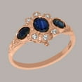 thumbnail image 2 of LBG British Made 10k Rose Gold Natural Sapphire & Diamond Womens Statement Ring - 33 size options - Size 9.25, 2 of 5