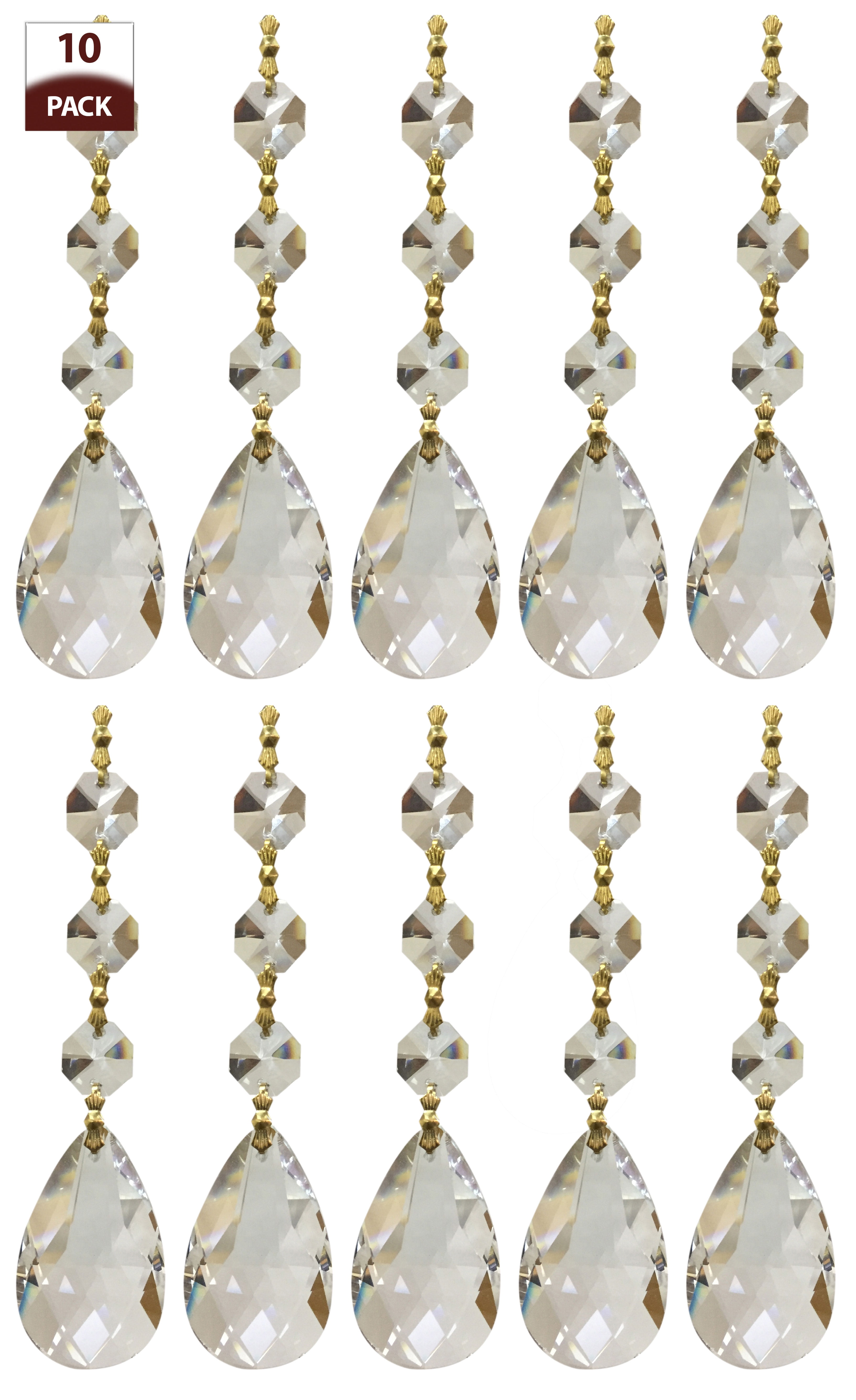 Royal Designs 10 Pack Chandelier Replacement Crystal Prisms Clear