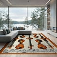 thumbnail image 2 of ODIKA 6'x9' Washable Area Rug Guitar Music Print Notes Symmetrical Retro Composition Vintage for Family Room, Living Room, Master Bedroom, Non-Slip, Easy Care, 2 of 7