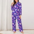 thumbnail image 2 of Yiaed colorful mushroom Skull rainbow Print Pajamas Women's Long Sleeve Sleepwear Soft Button Down Loungewear Pjs Lounge Set Nightwear Womens Pajama Pants-XX-Large, 2 of 7