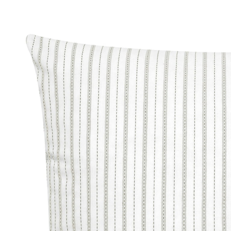 Foreside Home & Garden Tan Border Stripe 18x18 Hand Woven Filled Pillow