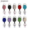 thumbnail image 2 of Crystal Retractable Keychain Shinny Rhinestones Badge Reel ID Lanyard Name Tag Card Holder Badge Holder Car Key Chain Belt Clips Green, 2 of 6
