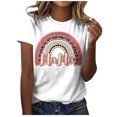 thumbnail image 1 of Camiseta informal para mujer, blusa estampada con cuello redondo y manga corta, Tops OAVQHLG3B Store lin121212, 1 of 4