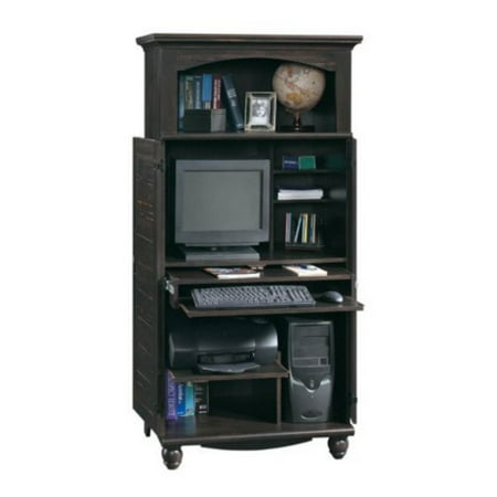 Painted Wide Armoire - Sauder Harbor View Computer Armoire, Antiqued Black Paint