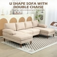 thumbnail image 4 of HOMCOM U Shape Sofa with Double Chaise Lounge for Living Room, Beige, 4 of 10