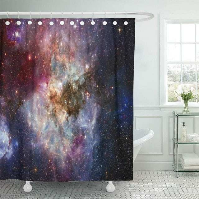 Cortina de ducha ABPHQTO Nebulosa lechosa negra y estrellas 165x180 cm
