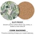 thumbnail image 5 of GZHJMY 4Pcs Round Beautiful Print Tropical Leaves Ceramic Coasters with Cork-Backed for Coffee Drink, Cup Mat Absorbent Stone Coasters, 5 of 5