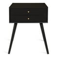 thumbnail image 3 of Kate and Laurel Finco Midcentury Modern Style Side Table with 2 Drawers, Black Finish with Brass Hardware, 3 of 6