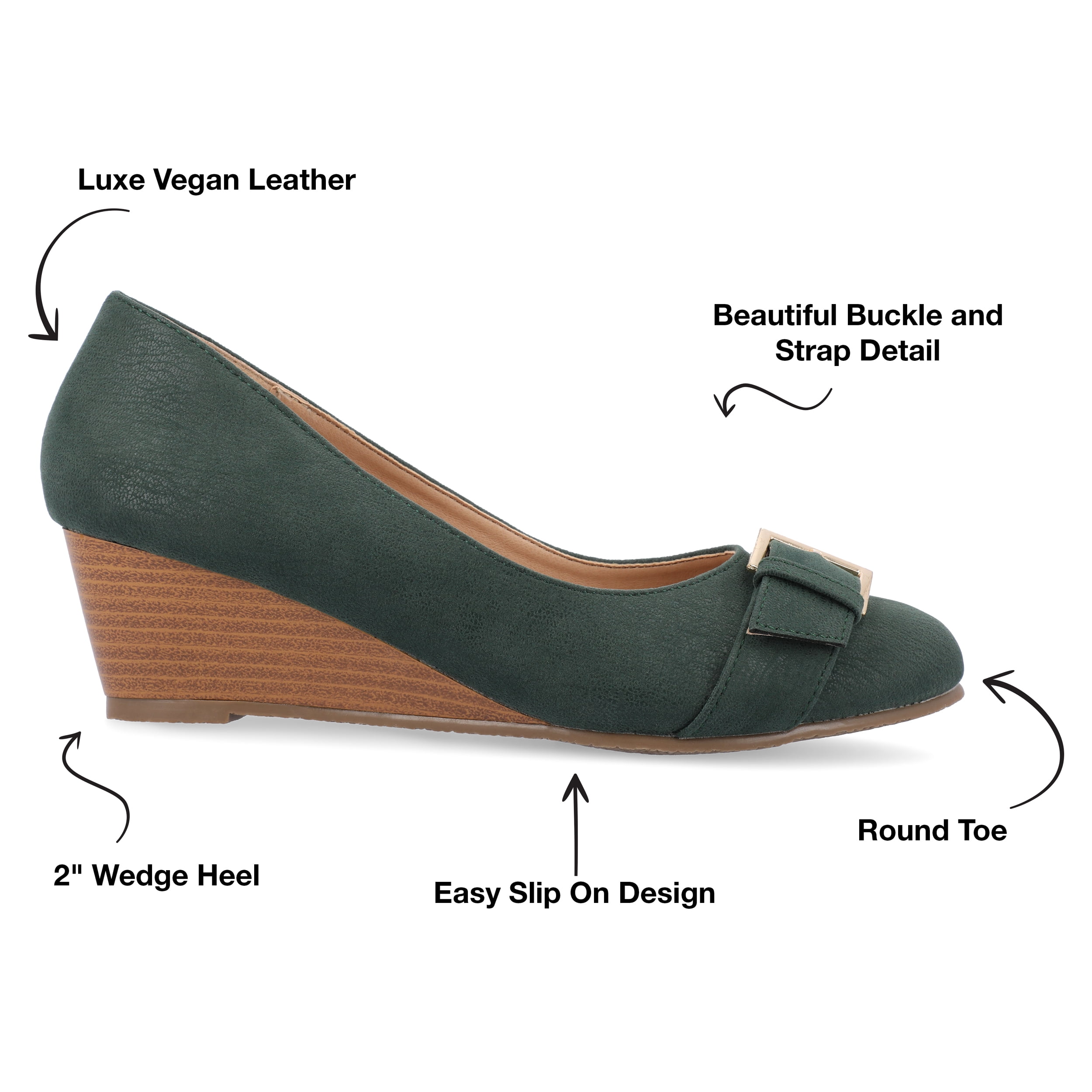 Journee Womens Graysn Comfort Insole Slip On Round Toe Wedge, Widths Available