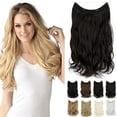 thumbnail image 1 of Halo Hair Extensions Curly Wavy Invisible Wire Extension Adjustable Fish Line Clip in Hairpiece 18 Inch for Women Heat-resistant Synthetic Fiber, 1 of 7