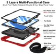 thumbnail image 6 of Shockproof Case for iPad Air 11 2025 / 2024,Anti drop silicone+PC Layer Protective Splicing Case 360 ° Rotating Handle Stand With Shoulder Strap,Red, 6 of 8
