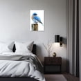 thumbnail image 2 of ZHONGYUTONG Blue Bird Wall Art Canvas Bird Pictures Wall Decor White and Blue Sparrow Painting for Bathroom Bedroom Decor Framed (12.00" x 18.00"), 2 of 5