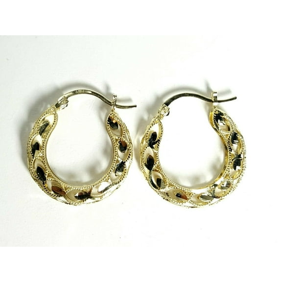 10K yellow Gold 0.72" 3.5mm Turkish hoop Earrings Round fine jewelry 1.8g