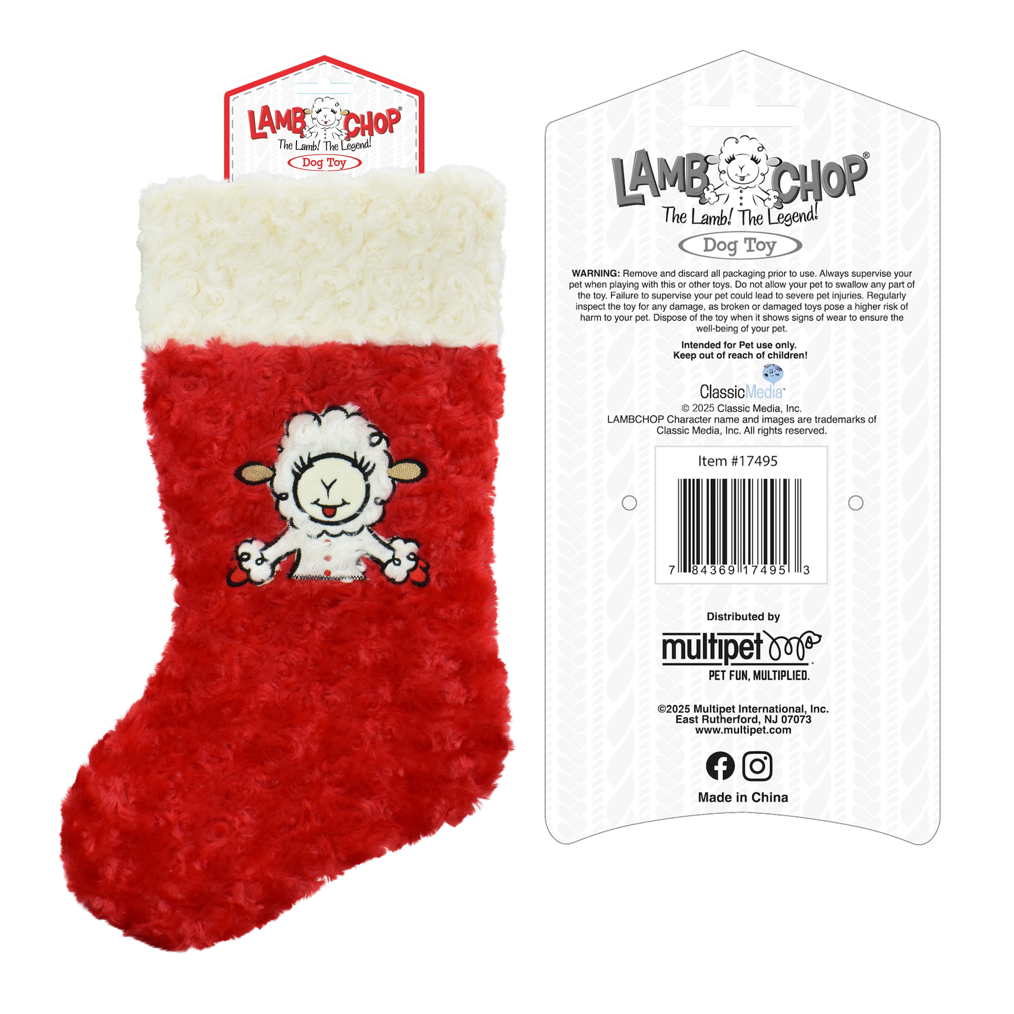 Multipet Lamb Chop Holiday Christmas Stocking