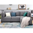 thumbnail image 6 of YODOLLA 88.6" Gray Sectional Sofa with Ottoman, L Shape Tufted Living Room Couch with Chaise, 6 of 8