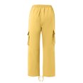 thumbnail image 5 of Godokuleh Mens Casual Joggers Pants Hiking Drawstring Chino Cargo Pants Straight Leg Pants Yellow S, 5 of 5