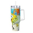 thumbnail image 1 of Pofeuu SpongeBob SquarePants Print Stainless Steel 40OZ Ice Bully Cup With Handle And Straw For Beach/Travel, 1 of 8