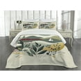thumbnail image 3 of Ambesonne Nautical Quilted Bedspread Set 3 Pcs, Modern Boho Botanical Sea, King Size, Sage Green, 3 of 5
