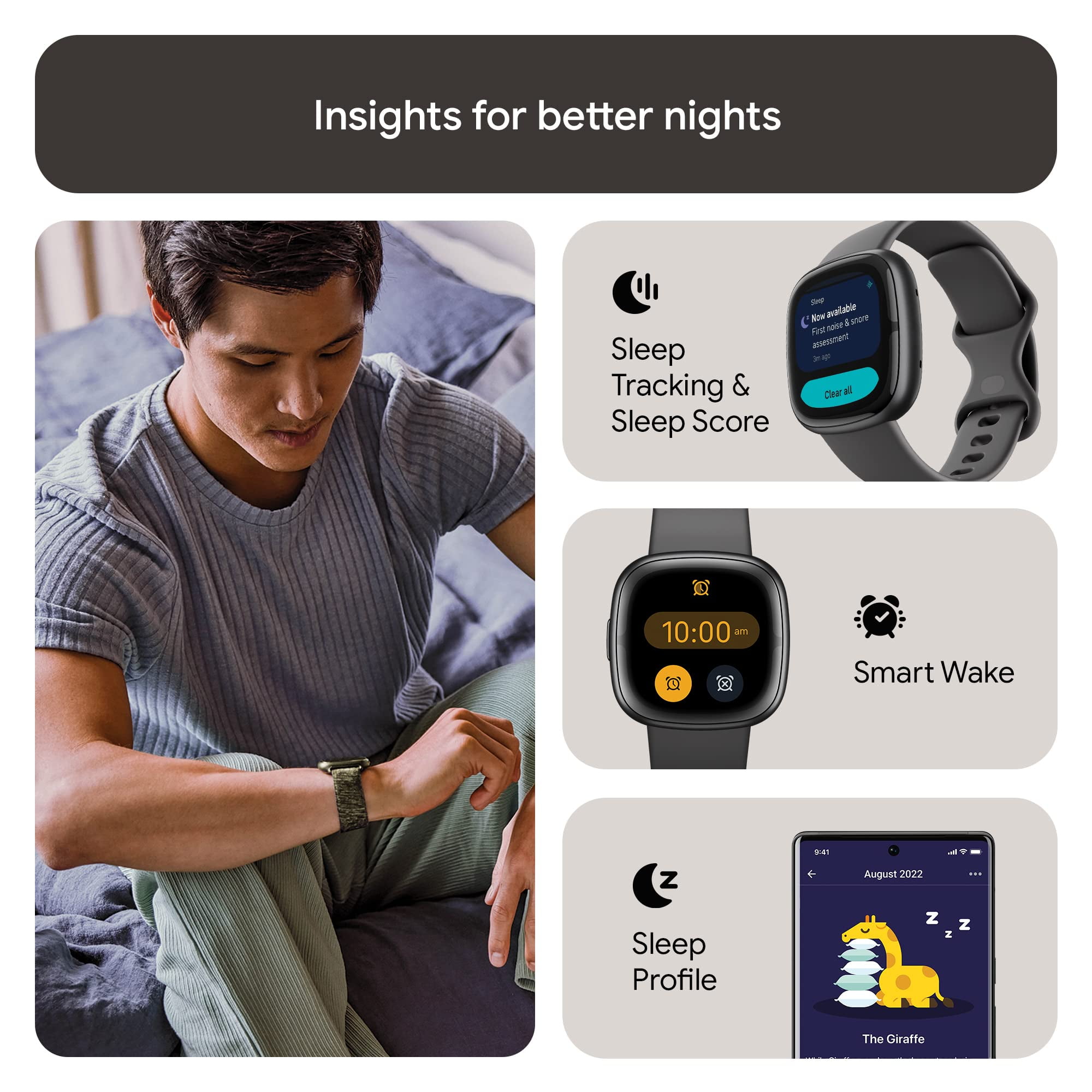 Fitbit Sense 2 Advanced Health and Fitness Smartwatch with Tools to Manage Stress and Sleep ECG App SpO2 24 7 Heart Rate and GPS Shadow Grey Graphite One Size S L Bands Included
