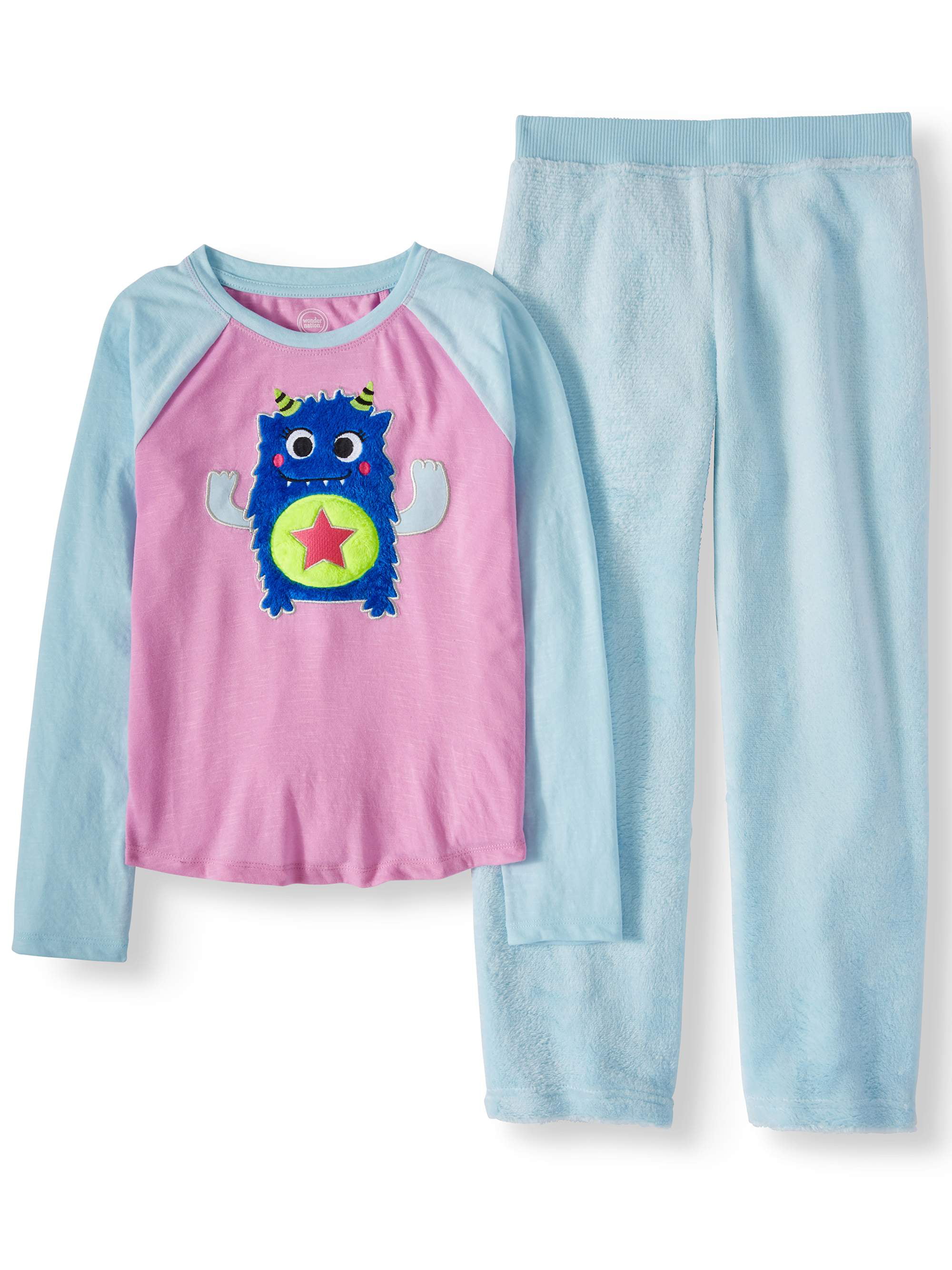 Girls' 2 Piece Cozy Graphic Top And Loose Fit Pant Sleepwear Set ...